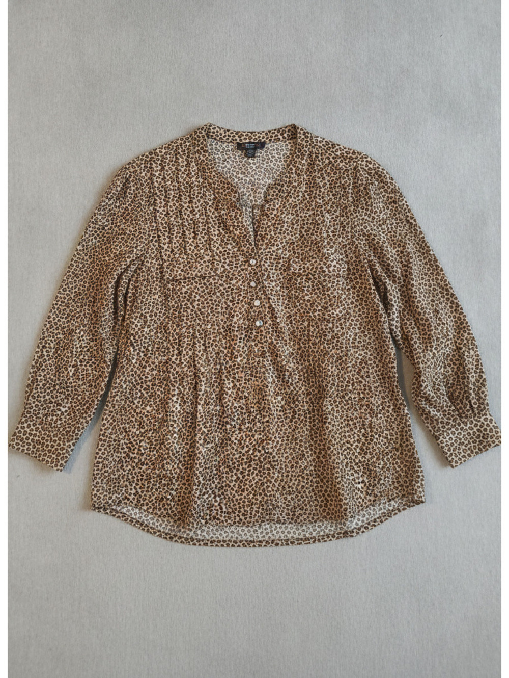 Cocomo Petite Leopard Print Button Front Blouse Top Size PXL